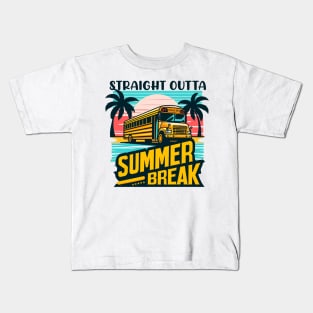 Straight Outta Summer Break, back to school Kids T-Shirt